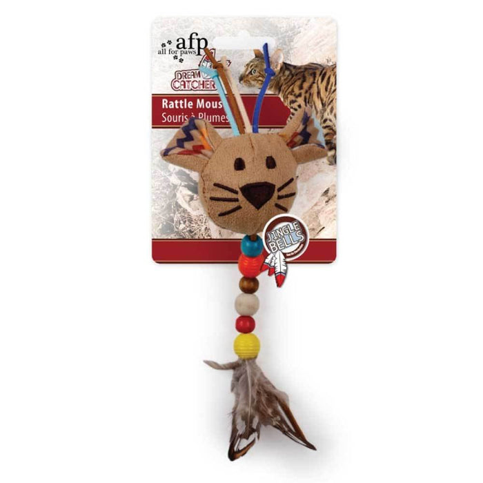 Catnip Cat Dream Catcher Toys - Feather Bell Rattle Mouse Crinkle Play Wand