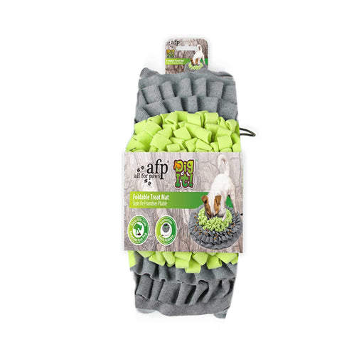 Interactive 48cm dog treat mat in neon green and grey colour 