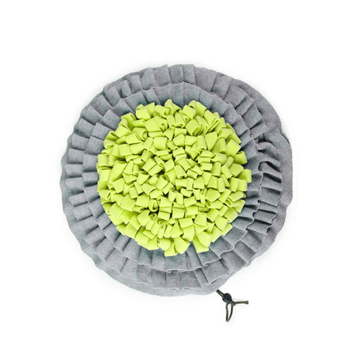 Interactive 48cm dog treat mat in neon green and grey colour 