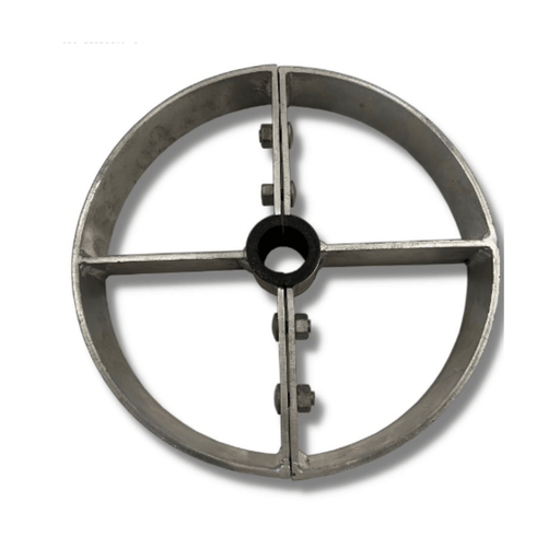 A 5mm Passivated Zinc gate wheel used on steel gates for extra support. 