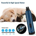 Pet owner using a LED electrical and rechargeable light up pet nail trimmer on their dog 