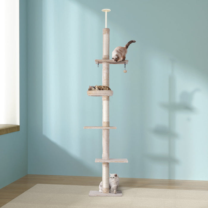 Scratching tower used for cat play 