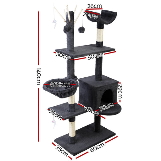 140cm large scratching tree for indoor cat play 