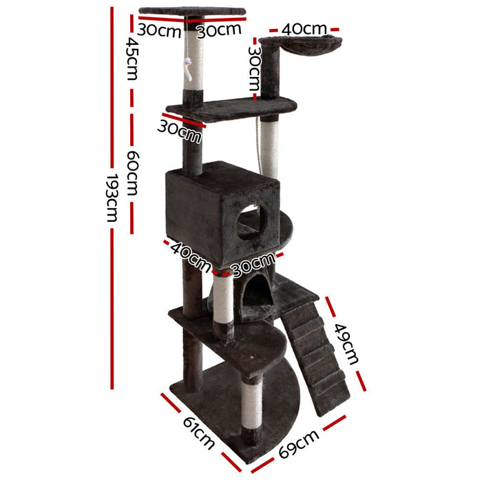 193cm large scratching tree for indoor cat play 