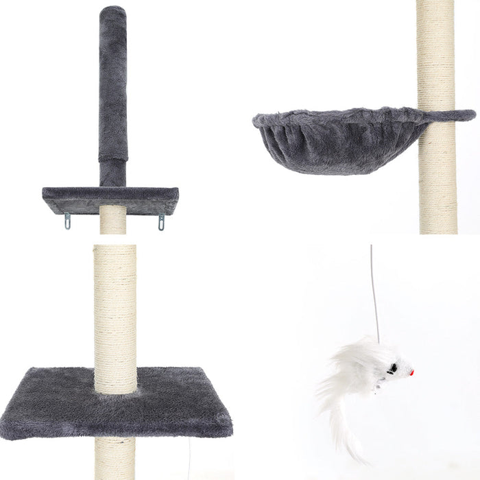 a 260cm cat scratching tree tower reaching from floor to ceiling 