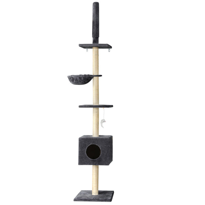 a 260cm cat scratching tree tower reaching from floor to ceiling 